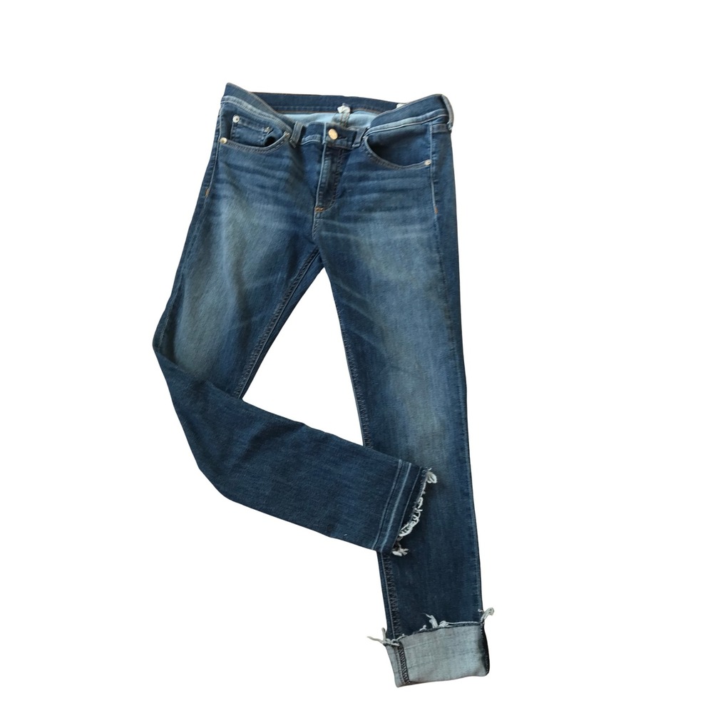 Rag & Bone Ankle Skinny Jeans Medium Wash Raw Hem Size 31 Made in USA